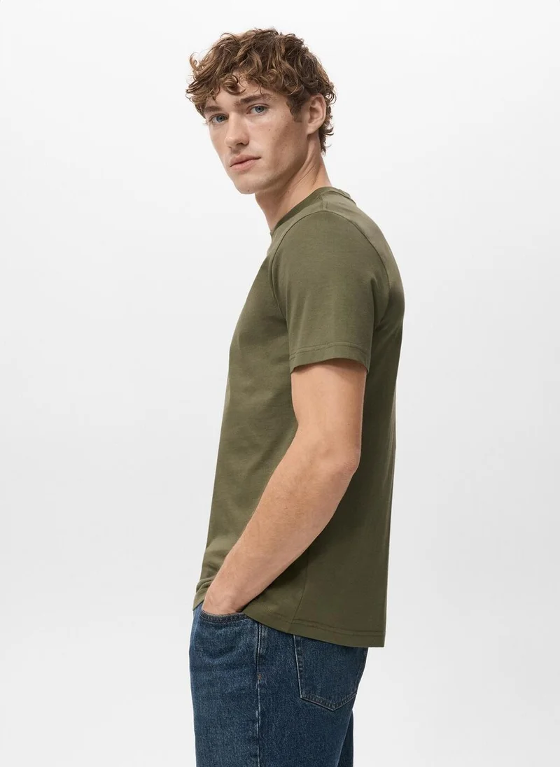 Mango Man  100% cotton slim-fit t-shirt for Men | Best Price UAE